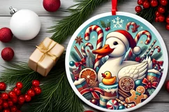 Round Christmas Ornament Sublimation|Clipart Product Image 1