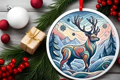Round Christmas Ornament Sublimation|Clipart Product Image 1