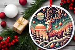Round Christmas Ornament Sublimation|Clipart Product Image 1