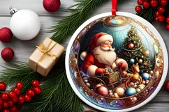 Round Christmas Ornament Sublimation|Clipart Product Image 1