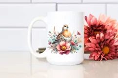 Vibrant Sandgrouse Above Flower | Sublimation Clipart Product Image 2