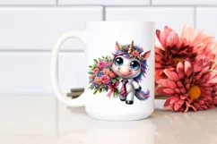 Funny Baby Unicorn with Tie and Flower Bouquet Product Image 2