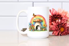 Cat House Made of Large Mushroom with Colorful Flowers | Product Image 2