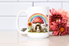 Cat House Made of Large Mushroom with Colorful Flowers | Product Image 2