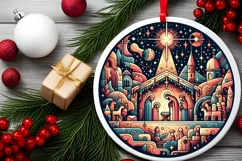 Round Christmas Ornament Sublimation|Clipart Product Image 2