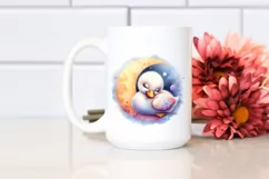 Colorful Cute Baby Swan Sleeping Clipart Product Image 2
