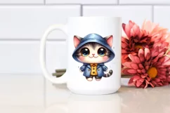 Watercolor Baby Cat Hat Clipart Product Image 2