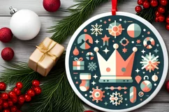 Round Christmas Ornament Sublimation|Clipart Product Image 1