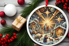 Round Christmas Ornament Sublimation|Clipart Product Image 1