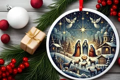 Round Christmas Ornament Sublimation|Clipart Product Image 1