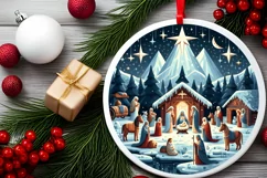 Round Christmas Ornament Sublimation|Clipart Product Image 1