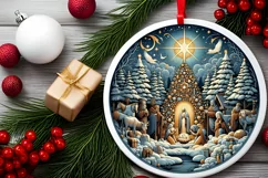 Round Christmas Ornament Sublimation|Clipart Product Image 1
