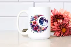 Vibrant Moon with Flowers PNG Product Image 2