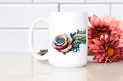 Colorful Abstract Pastel Wooden with Small Stained Rose, Product Image 2