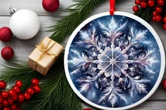 Snow Flake Christmas Round Cute Ornament Sublimation Product Image 1