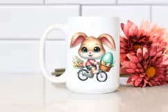 Easter Bunny on a Bicycle Egg Flower, Clipart |T-shirt, Mug Product Image 2