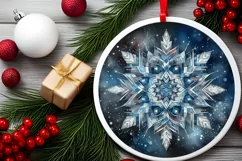 Snow Flake Christmas Round Cute Ornament Sublimation Product Image 1