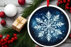 Snow Flake Christmas Round Cute Ornament Sublimation Product Image 1