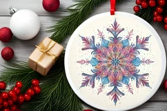 Snow Flake Christmas Round Cute Ornament Sublimation Product Image 1
