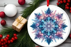 Snow Flake Christmas Round Cute Ornament Sublimation Product Image 1
