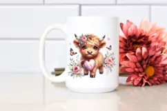 Cute Highland Cow Spring Love Flowers |T-shirt, Mug, Tumbler Product Image 1