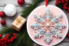 Snow Flake Christmas Round Cute Ornament Sublimation Product Image 1