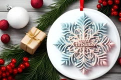 Snow Flake Christmas Round Cute Ornament Sublimation Product Image 2