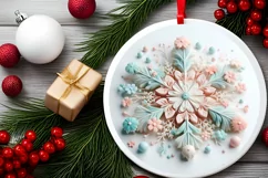 Snow Flake Christmas Round Cute Ornament Sublimation Product Image 1