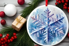 Snow Flake Christmas Round Cute Ornament Sublimation Product Image 1