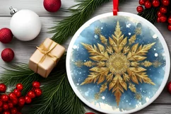 Snow Flake Christmas Round Cute Ornament Sublimation Product Image 2