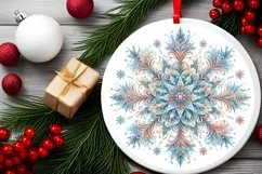 Snow Flake Christmas Round Cute Ornament Sublimation Product Image 1