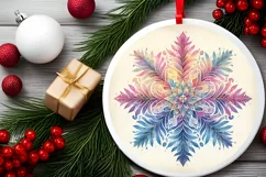 Snow Flake Christmas Round Cute Ornament Sublimation Product Image 1