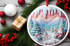 Christmas Round Cute Santa Ornament Sublimation Product Image 1