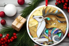 Christmas Round Cute Reindeer Ornament Sublimation Product Image 2