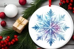 Snow Flake Christmas Round Cute Ornament Sublimation Product Image 1