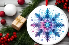 Snow Flake Christmas Round Cute Ornament Sublimation Product Image 1