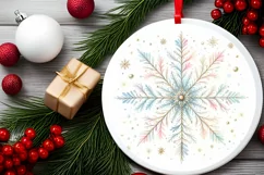 Snow Flake Christmas Round Cute Ornament Sublimation Product Image 1