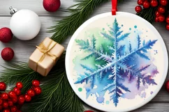 Snow Flake Christmas Round Cute Ornament Sublimation Product Image 1