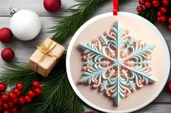 Snow Flake Christmas Round Cute Ornament Sublimation Product Image 1