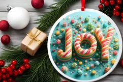 Joy Christmas Round Cute Ornament Sublimation Product Image 1