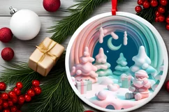 Christmas Round Santa Animal Ornament Sublimation Product Image 1