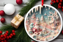 Christmas Round Santa Animal Ornament Sublimation Product Image 1