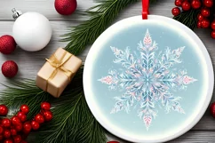Snow Flake Christmas Round Cute Ornament Sublimation Product Image 1