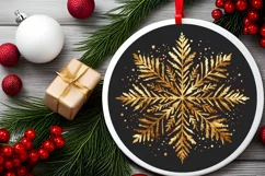 Snow Flake Christmas Round Cute Ornament Sublimation Product Image 1