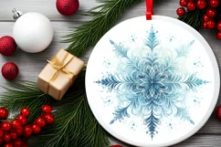 Snow Flake Christmas Round Cute Ornament Sublimation Product Image 1