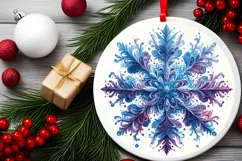 Snow Flake Christmas Round Cute Ornament Sublimation Product Image 1