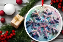 Snow Flake Christmas Round Cute Ornament Sublimation Product Image 1