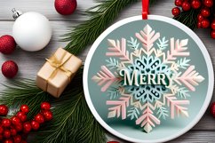 Snow Flake Christmas Round Cute Ornament Sublimation Product Image 1
