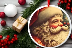 Christmas Round Santa Ornament Sublimation Product Image 1