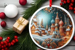 Christmas Round Cute Ornament Sublimation Product Image 1